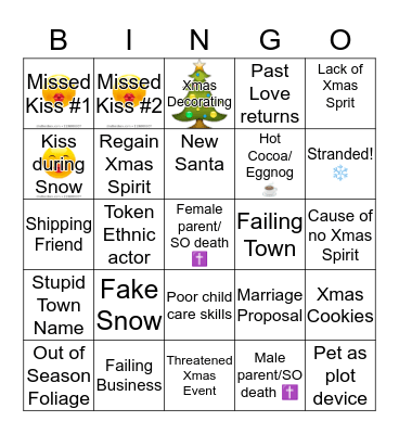 Hallmark Xmas Movie Bingo  Bingo Card