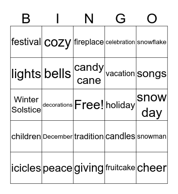 Holiday Bingo Card