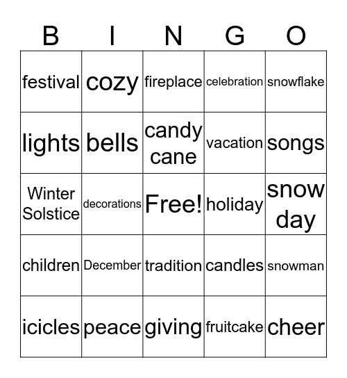 Holiday Bingo Card