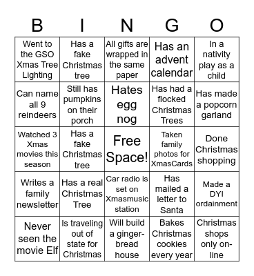 Christmas Bingo! Bingo Card