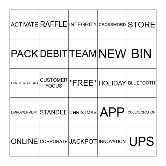 LOTTERY LINGO BINGO Card