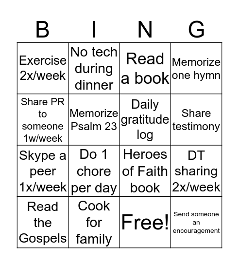 WINTER CHALLENGE Bingo Card