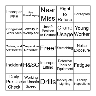 SAFETY REVIEW 2018 Bingo Card
