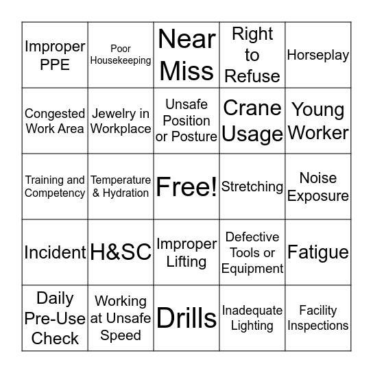 SAFETY REVIEW 2018 Bingo Card