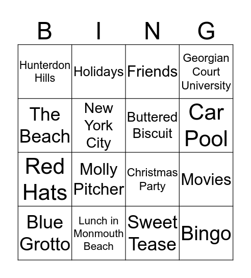 Red Hats Bingo Card