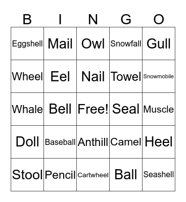 Final /l/ Bingo Card