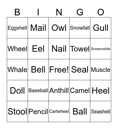 Final /l/ Bingo Card