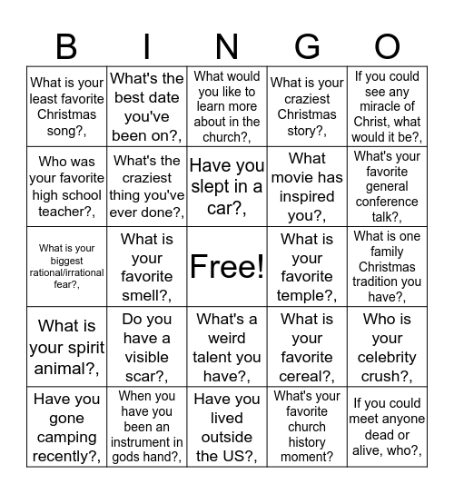 FHE Bingo! Bingo Card