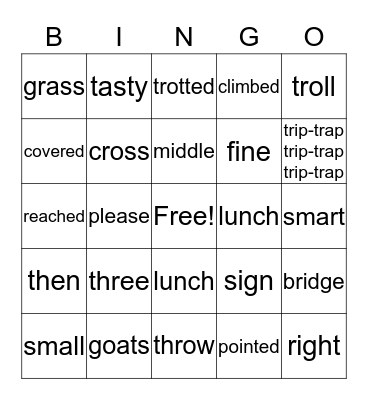 The Three Billy Goats  Bingo Card