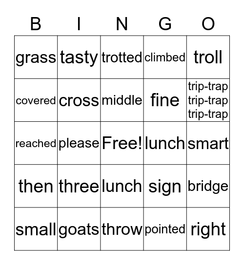 The Three Billy Goats  Bingo Card