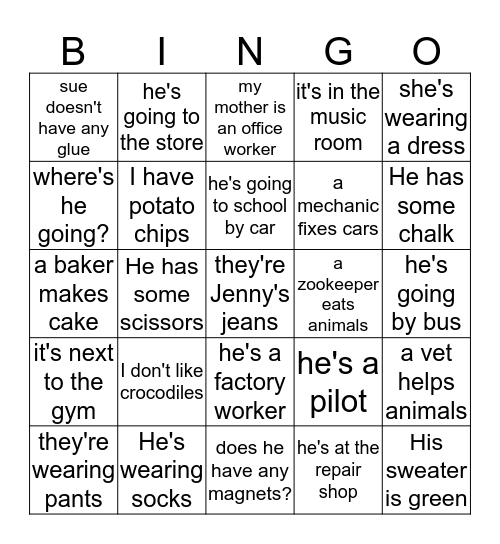 Unit 1 - 4 recap Bingo Card
