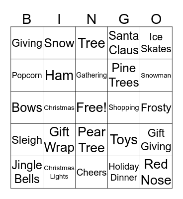 Jingle Bells Bingo Card