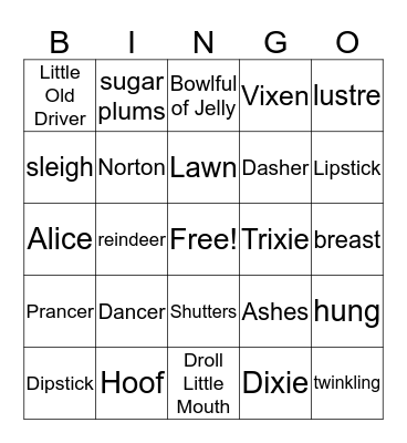 Night Before Christmas Bingo Card