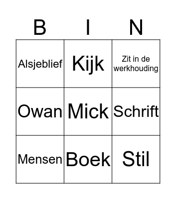 School bingo Card