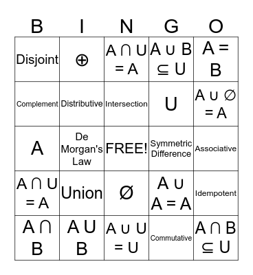 Ready, SETS, Bingo!  -Round 2 Bingo Card