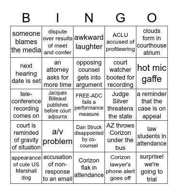 Parsons v Ryan Bingo Card