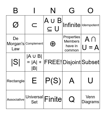 Ready, SETS, Bingo!  -Round 3 Bingo Card