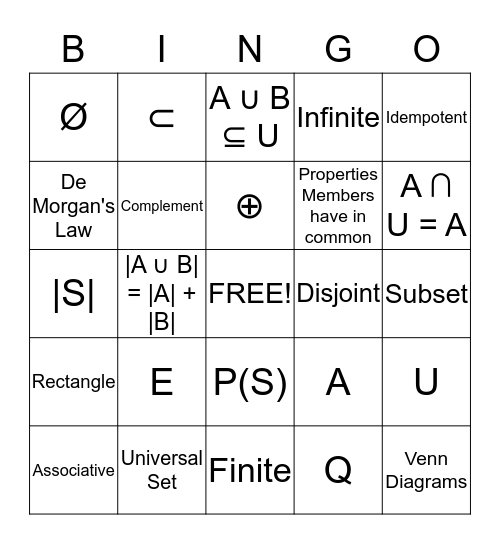 Ready, SETS, Bingo!  -Round 3 Bingo Card