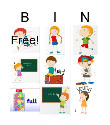 ADJECTIVES OPPOSITES Bingo Card