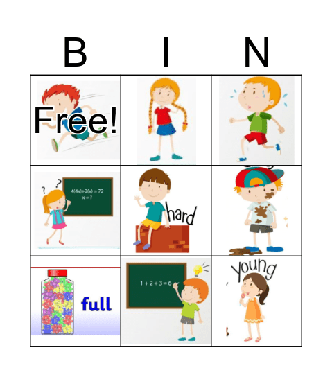 ADJECTIVES OPPOSITES Bingo Card