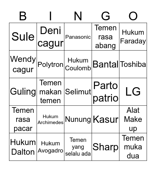 PUNYA VISHA Bingo Card