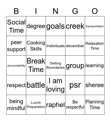 PSR Bingo Card