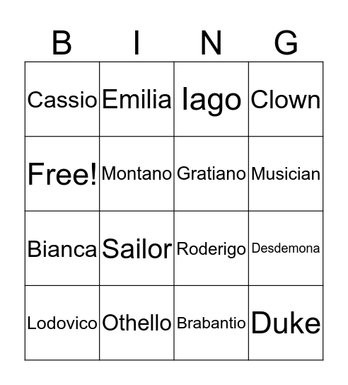 Body Count Bingo Card