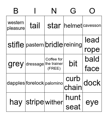 Gemini Horse Stuff Bingo Card