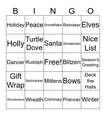 Christmas Bingo Card