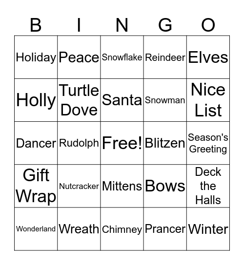 Christmas Bingo Card