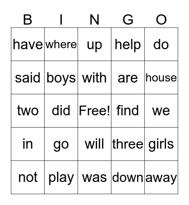 Colonel Time Words Weeks 5-8 Bingo Card