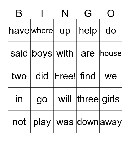 Colonel Time Words Weeks 5-8 Bingo Card