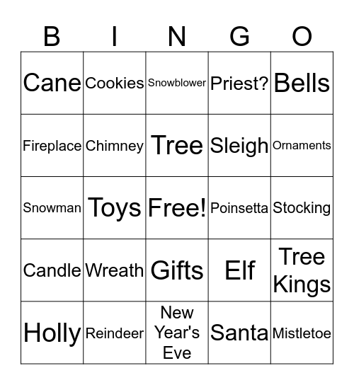 Feliz Navidad Bingo Card