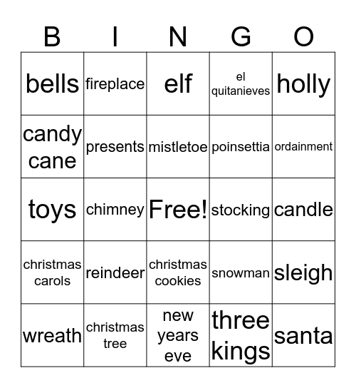 Christmas Bingo Card