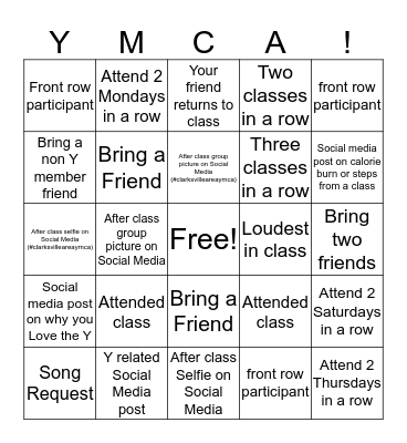 Group Fitness  Bingo Card