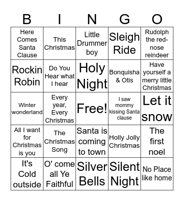 Christmas Carol Music Bingo Card