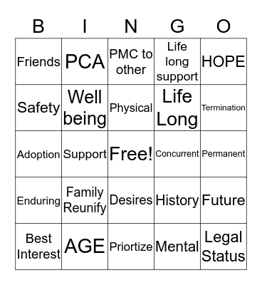 PMC Bingo Card