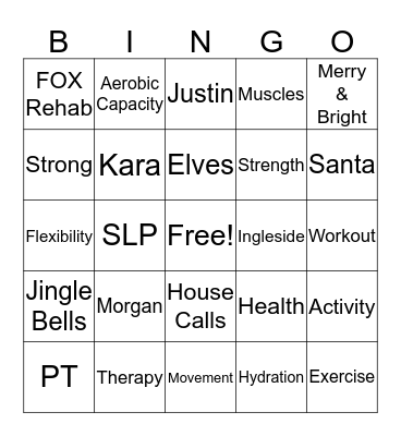 FOX Christmas BINGO Card