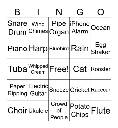 Sound Bingo Card
