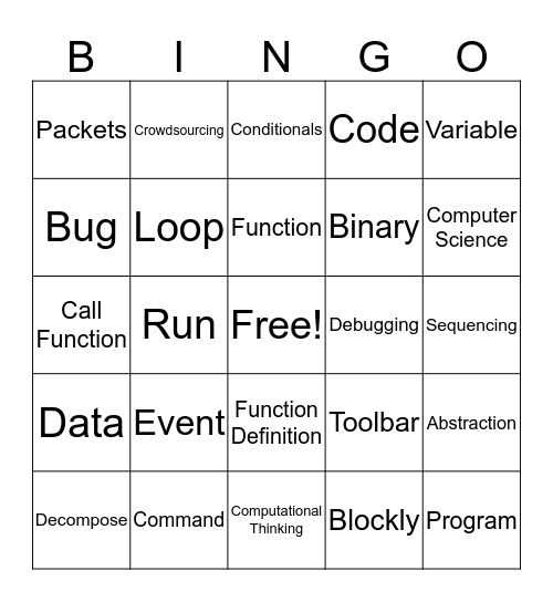 Code Bingo Card