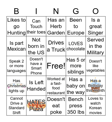 ICE BREAKER BINGO Card