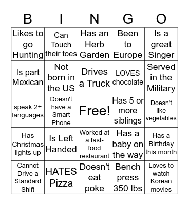 ICE BREAKER BINGO Card