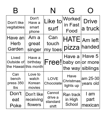 ICE BREAKER BINGO: DID YOU KNOW I... Bingo Card