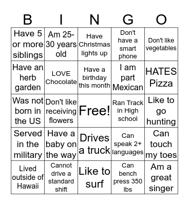 ICE BREAKER BINGO: DID YOU KNOW I... Bingo Card