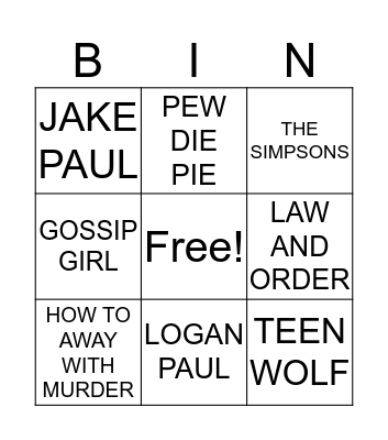 YOUTUBE VS BROADCAST TV Bingo Card