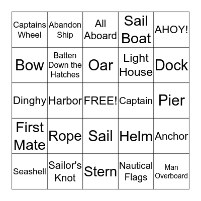 Nautical Bingo Card