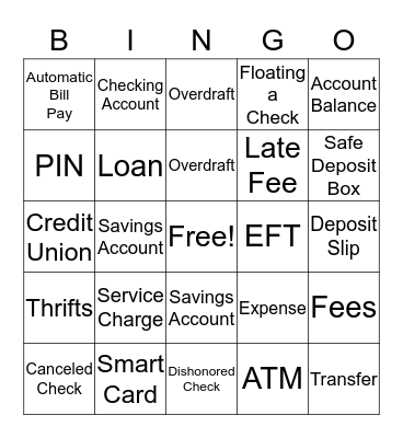 Banking Bingo Card