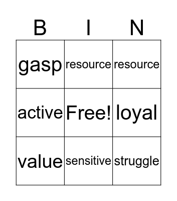 Sadlier Unit 3 Bingo Card