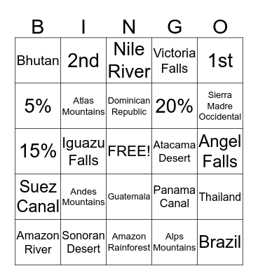 Latin American Bingo Card