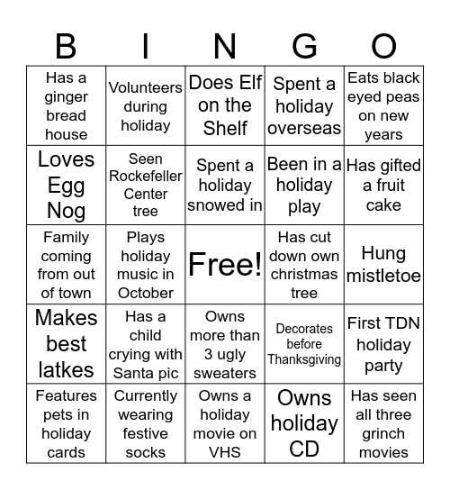 MoneySolver Holiday Bingo Card